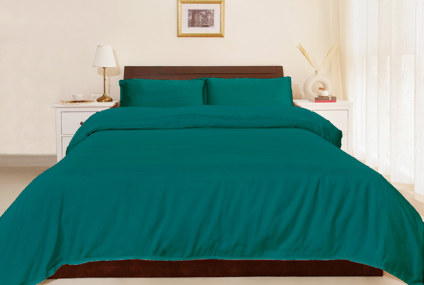 Cotton 210 TC Duvet Cover Set (Teal Blue)