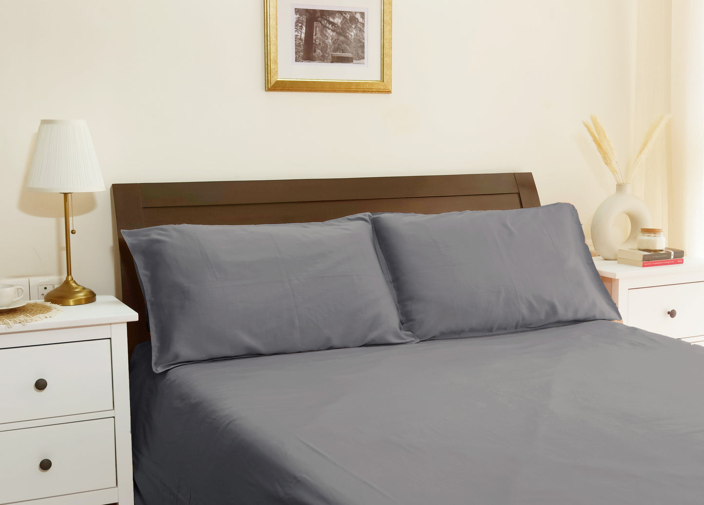 Bamboo Silk Premium Pillow Covers (Light Grey)