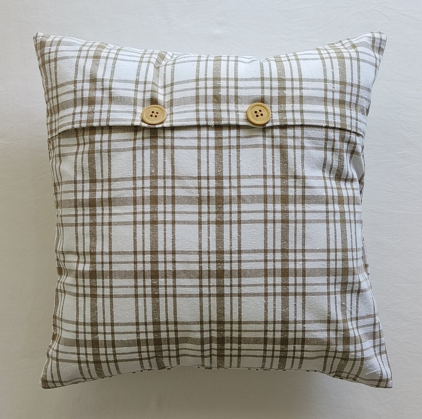 Decorative Cushion Covers Set of 2 - Cotton (Brown & White Checks)