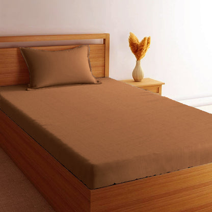 Cotton 210TC Solid Single Bedsheet (Coffee)