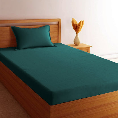 Cotton 210TC Solid Single Bedsheet (Teal Blue)