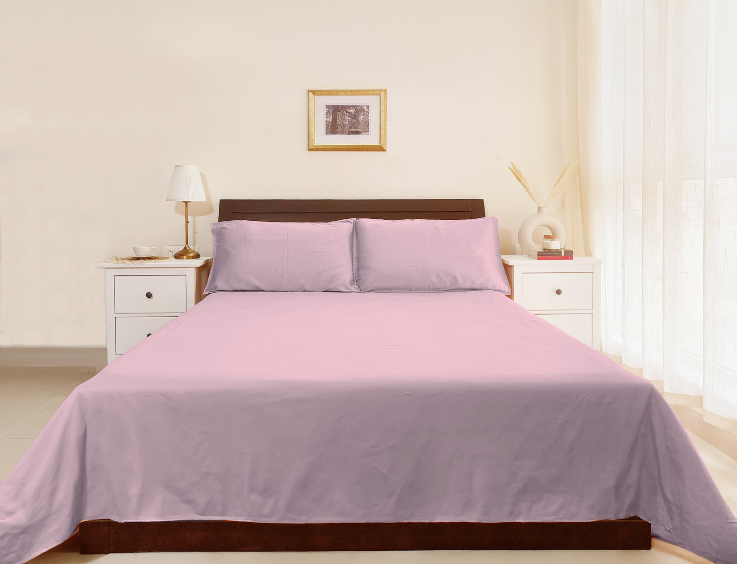 Cotton 300TC Solid Bedsheet (Mauve)