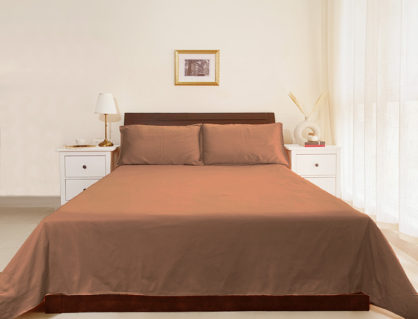 Cotton 210TC Solid Bedsheet (Coffee)