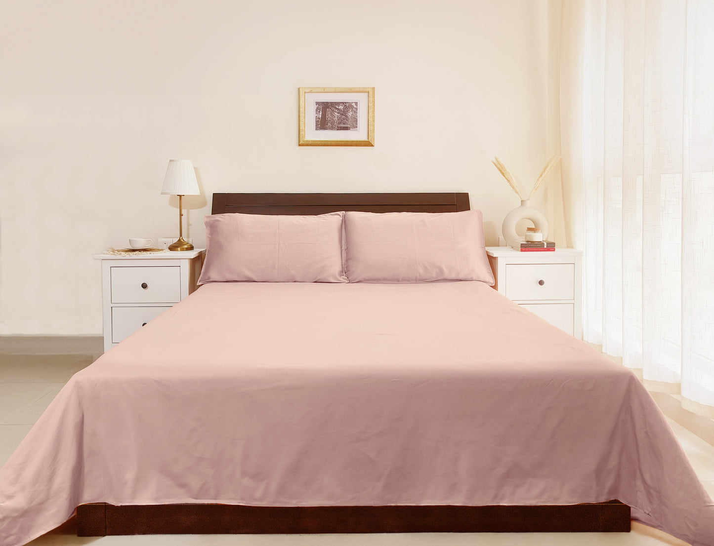 Cotton 300TC Solid Bedsheet (Cameo Rose)