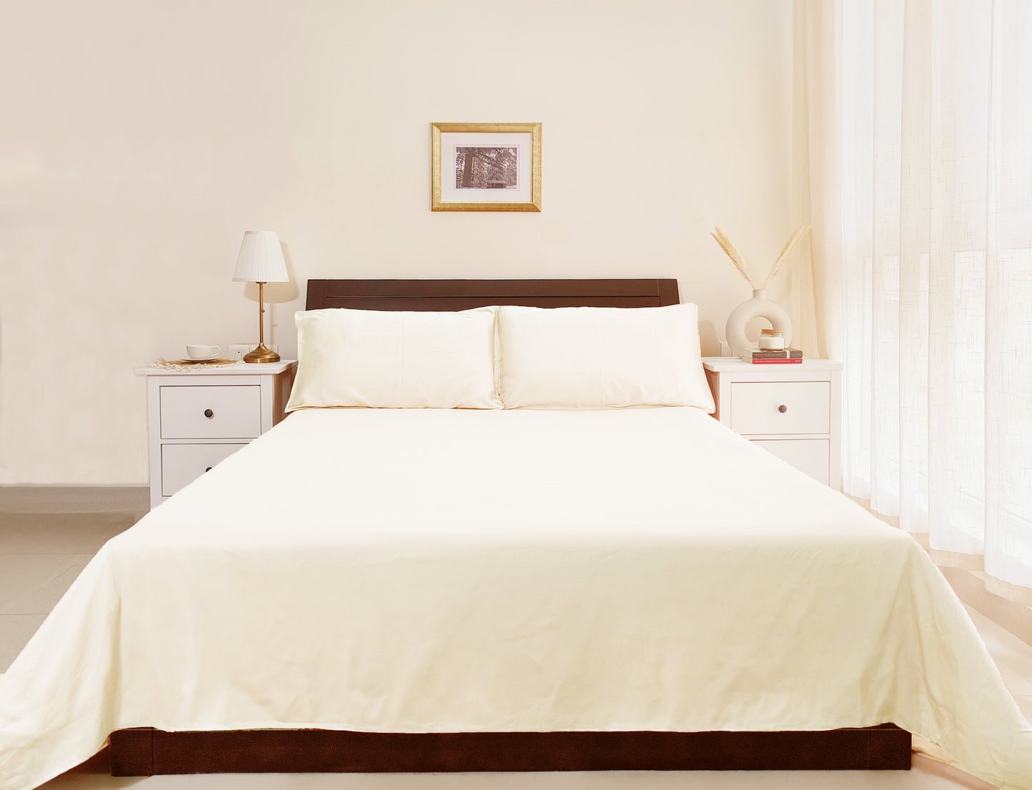 Cotton 300TC Solid Bedsheet (Ivory)