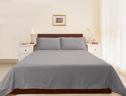 Cotton 210TC Solid Bedsheet (Ash Grey)