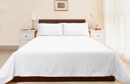 Bamboo Silk 300TC Solid Bedsheet (Snow White)