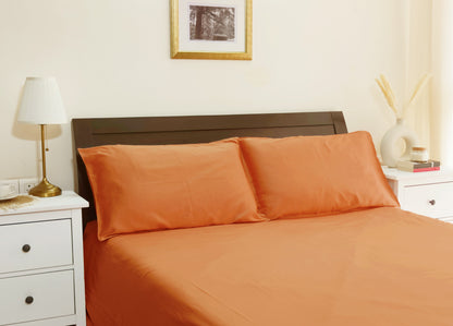 Bamboo Silk 300TC Solid Bedsheet (Dry Orange)