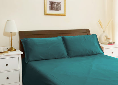 Cotton 210TC Solid Bedsheet (Teal Blue)