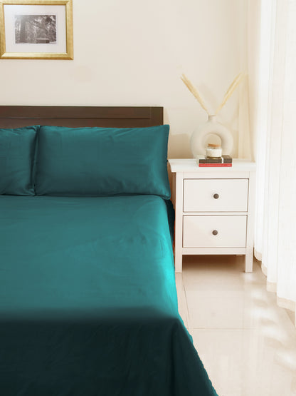 Cotton 300TC Solid Bedsheet (Teal Blue)