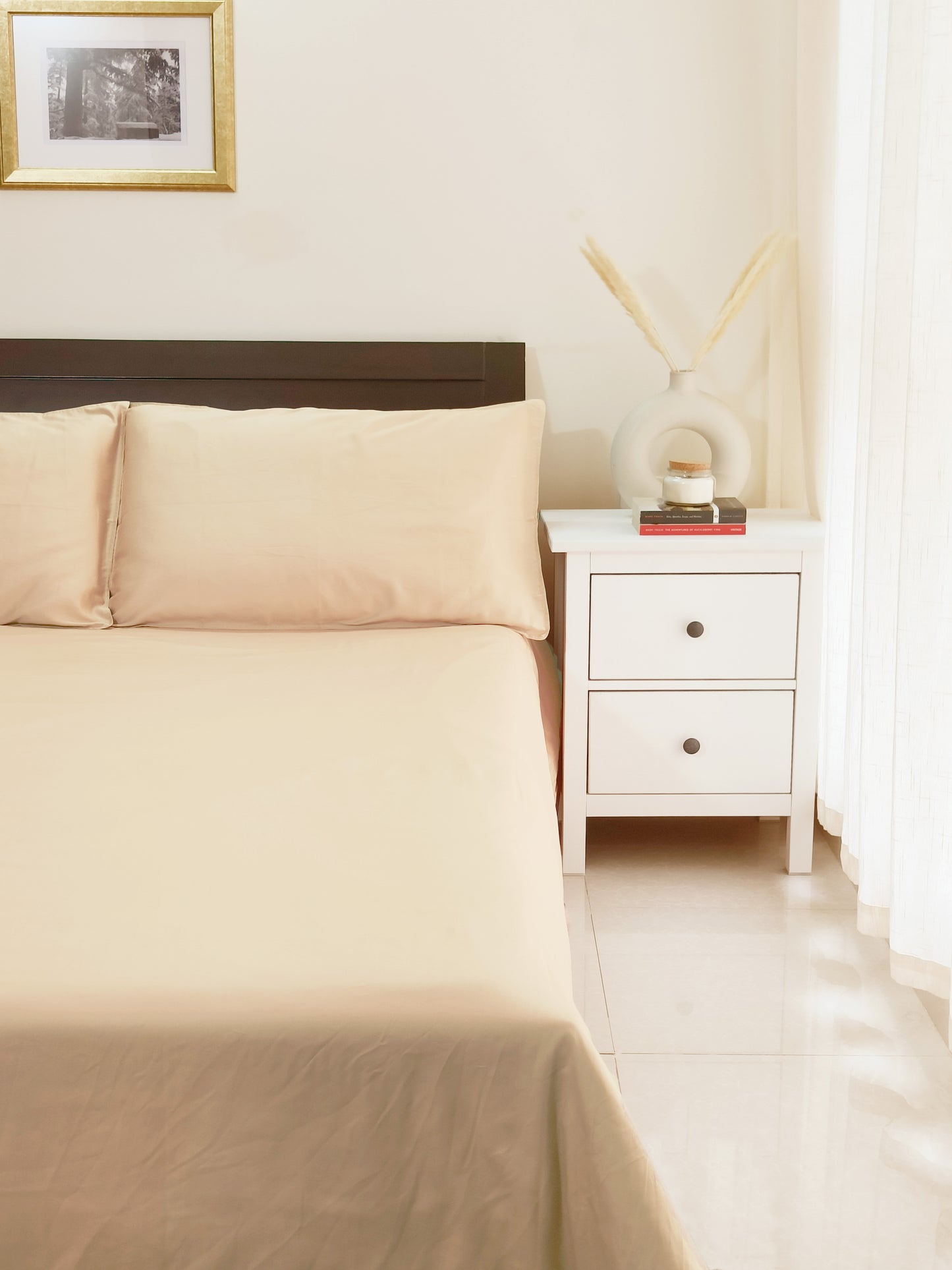 Cotton 210TC Solid Bedsheet (Beige)