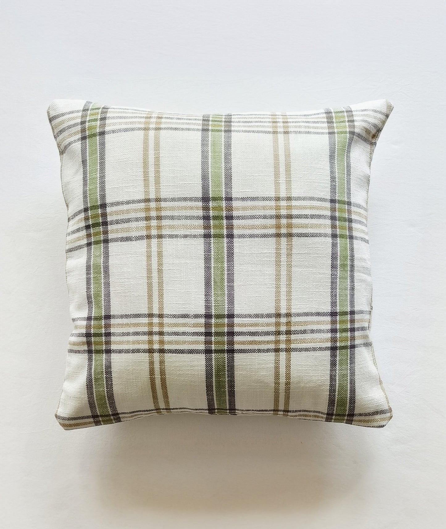 Decorative Cushion Covers Set of 2 - Cotton (Green & White Checks)