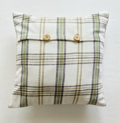 Decorative Cushion Covers Set of 2 - Cotton (Green & White Checks)