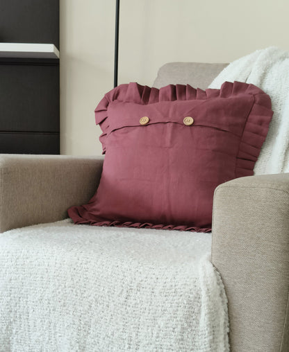 Ruffles Decorative Cushion Covers Set of 2 - Linen (Mauve)