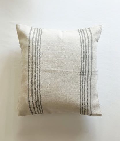 Decorative Cushion Covers Set of 2 - Cotton (Black & Beige Stripe)