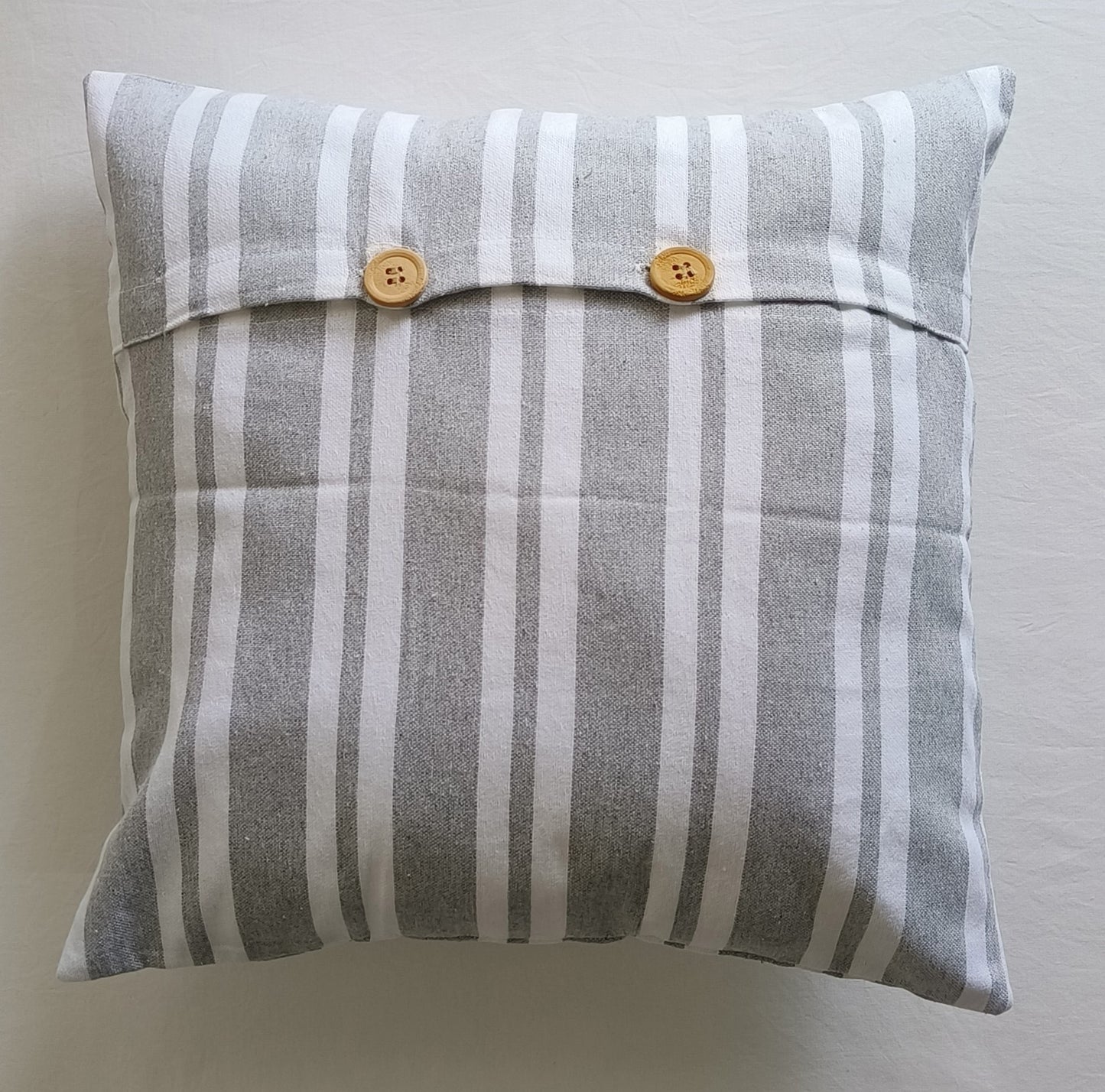 Decorative Cushion Covers Set of 2 - Cotton (Grey & White Stripe)