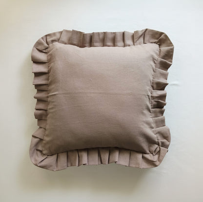 Ruffles Decorative Cushion Covers Set of 2 - Cotton (Walnut Brown)