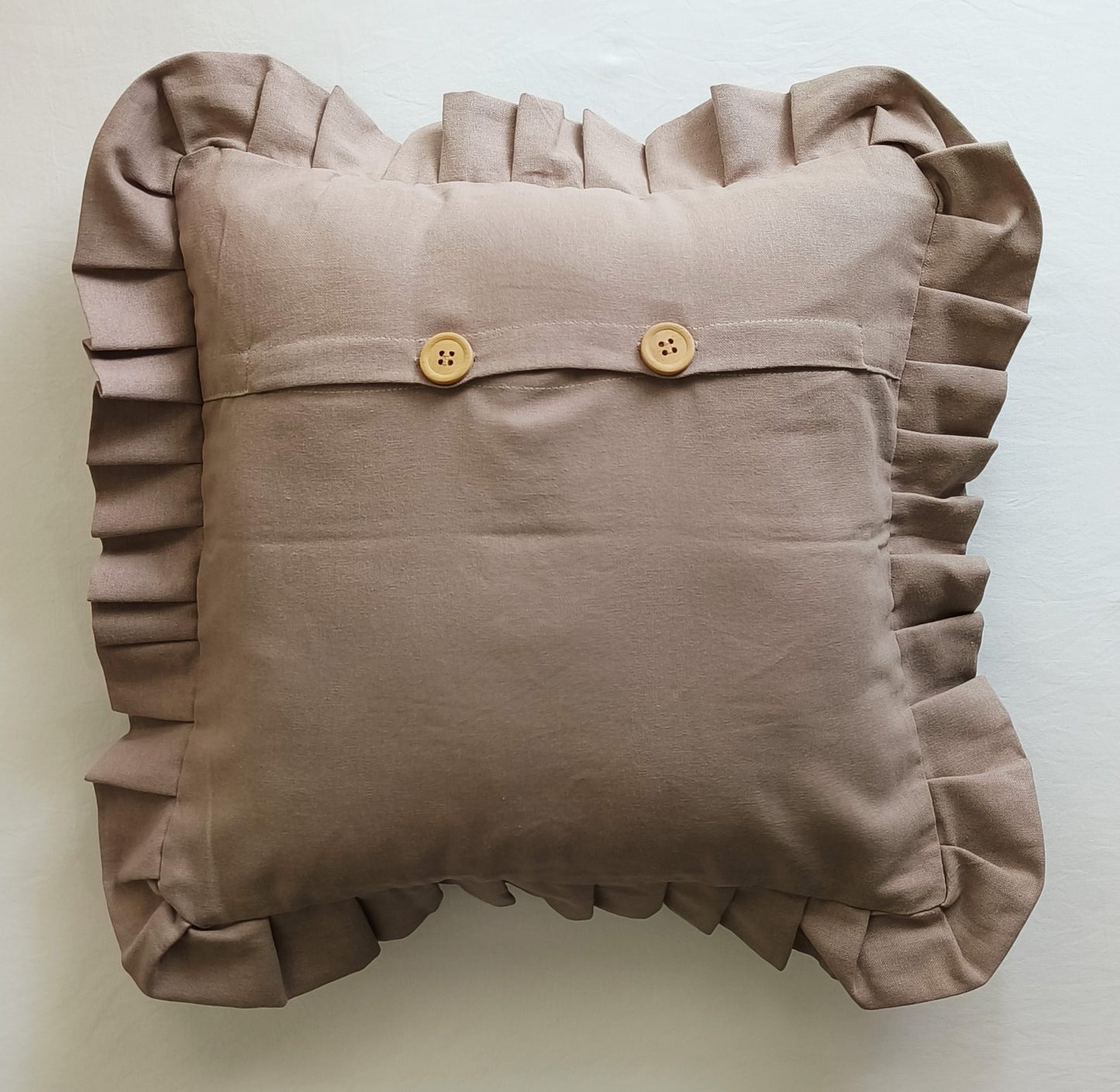 Ruffles Decorative Cushion Covers Set of 2 - Cotton (Walnut Brown)