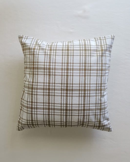 Decorative Cushion Covers Set of 2 - Cotton (Brown & White Checks)