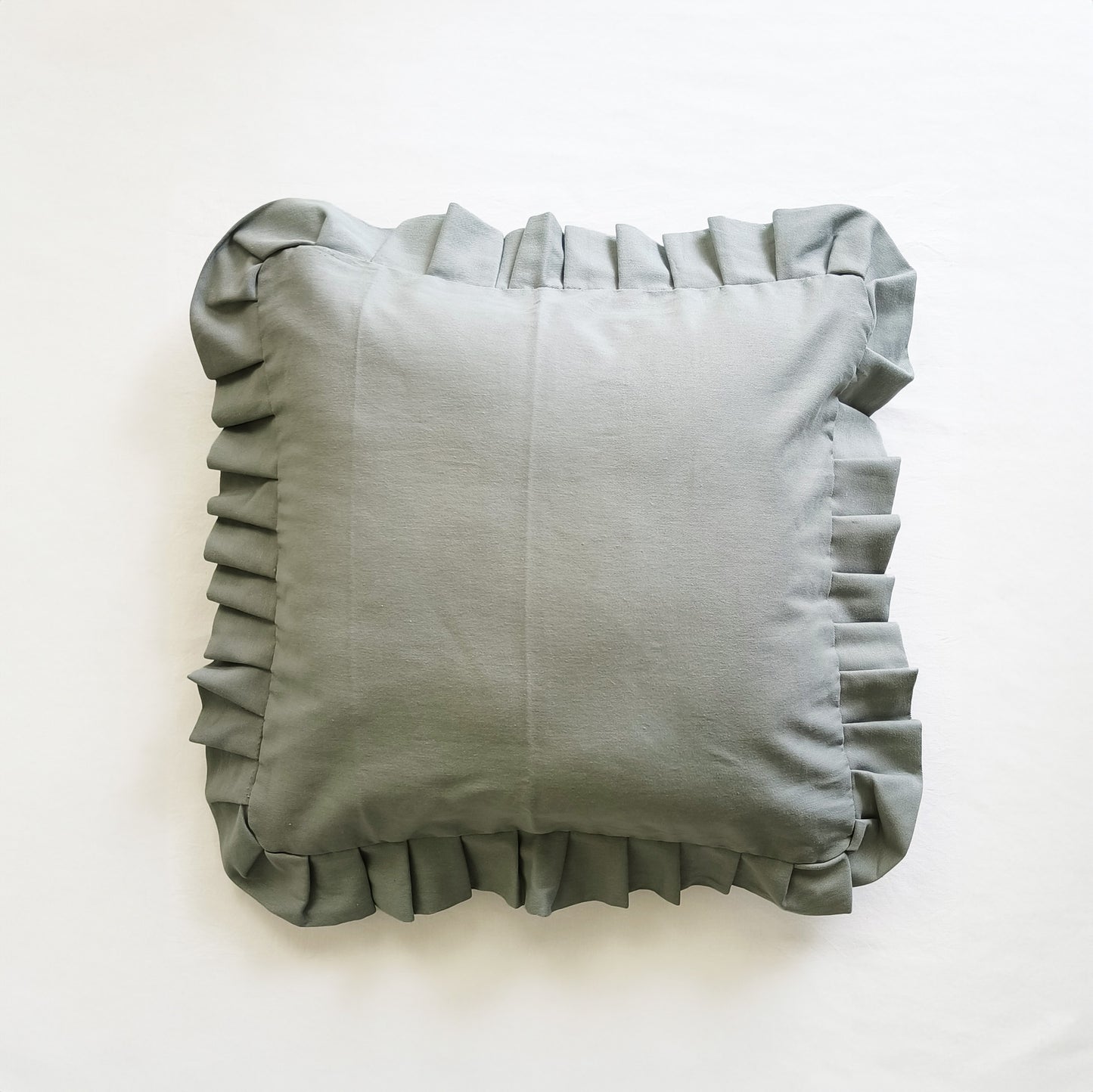 Ruffles Decorative Cushion Covers Set of 2  - Cotton (Thyme Green)