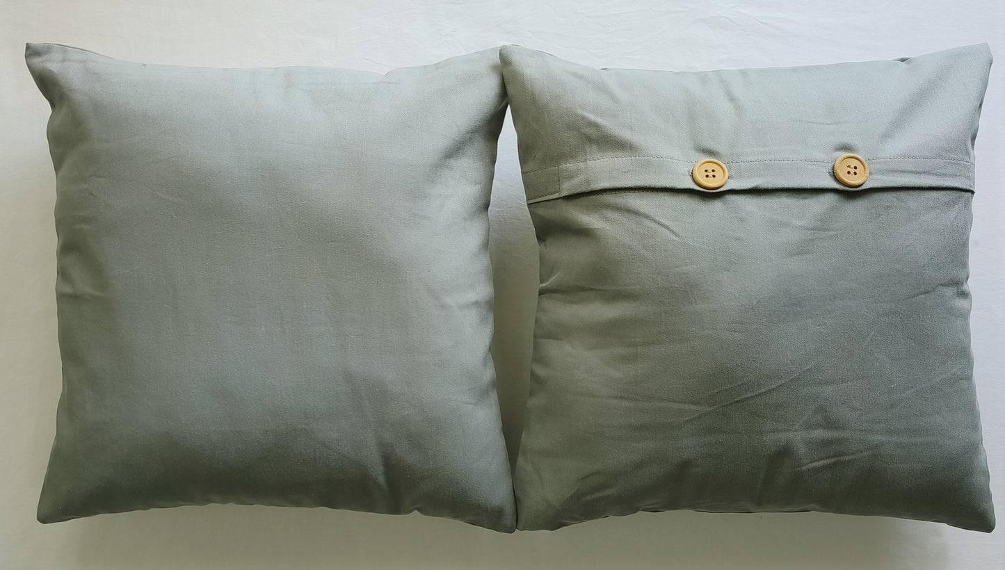 Decorative Cushion Covers Set of 2 - Cotton (Thyme Green)