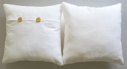 Decorative Cushion Covers Set of 2 - Cotton-Linen (White)