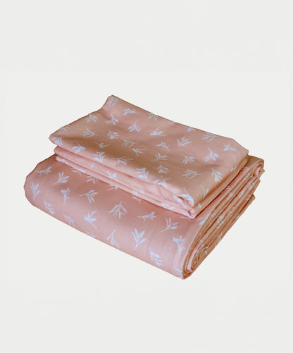 Cotton 300TC Printed Bedsheet - Provencal Petals (Apricot White)