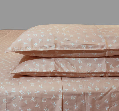 Cotton 300TC Printed Bedsheet - Provencal Petals (Apricot White)