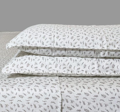 Cotton 300TC Printed Bedsheet - Provencal Petals (White Grey)