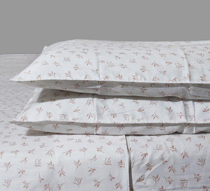 Cotton 300TC Printed Bedsheet - Provencal Petals (White Apricot)