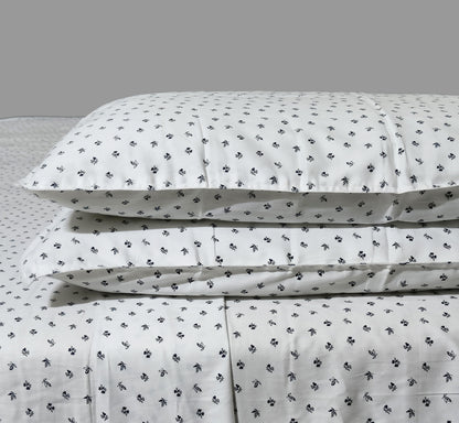 Cotton 300TC Printed Bedsheet - Mediterranean Meadows L (White Black)