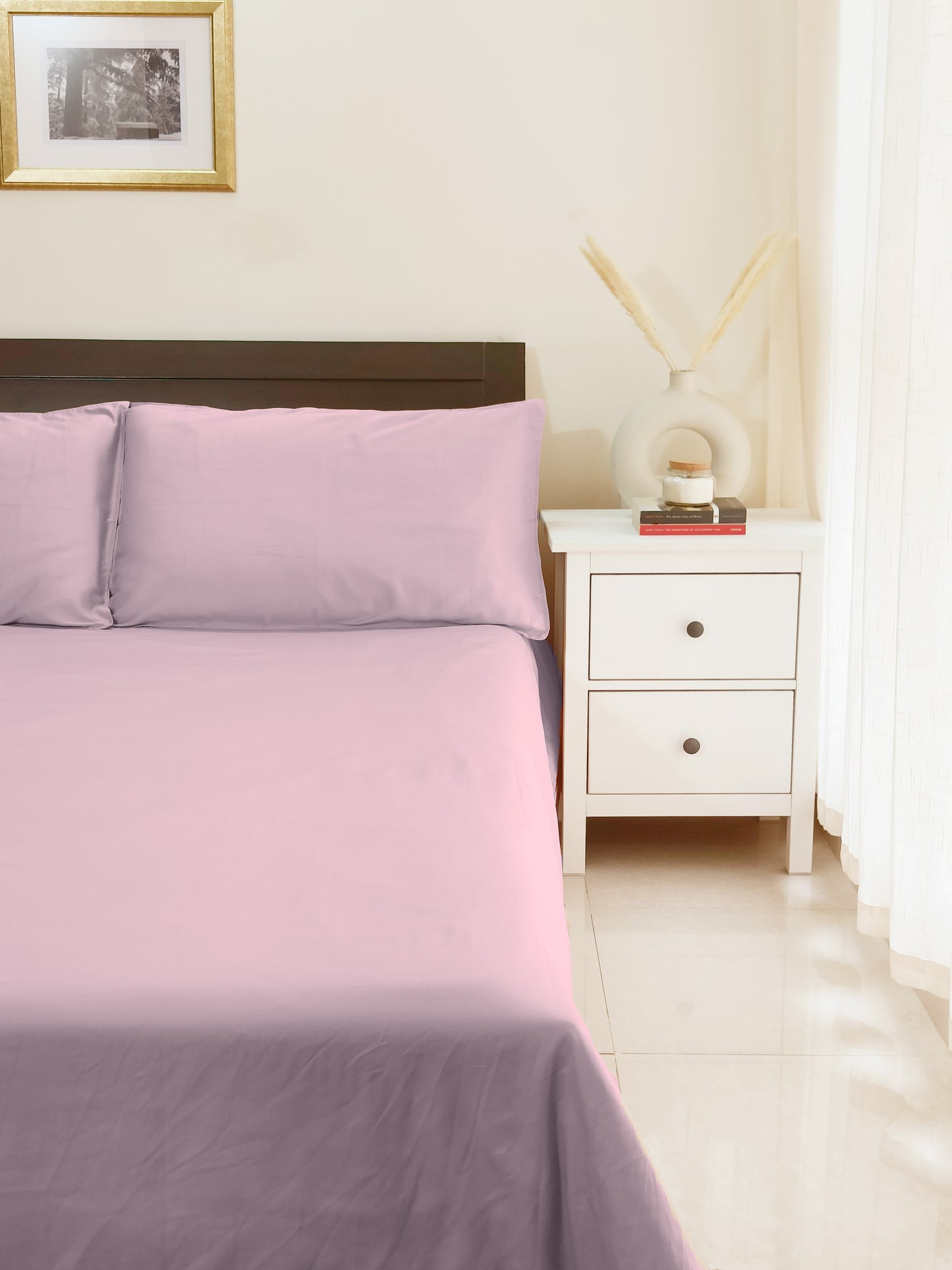 Cotton 300TC Solid Bedsheet (Mauve)