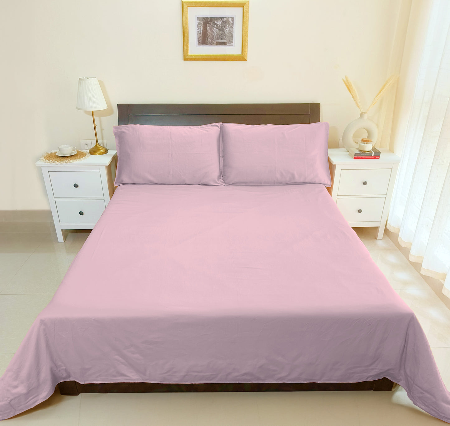 Cotton 300TC Solid Bedsheet (Mauve)