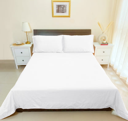 Cotton 300TC Solid Bedsheet (Snow White)