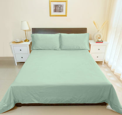 Cotton 300TC Solid Bedsheet (Mint Green)