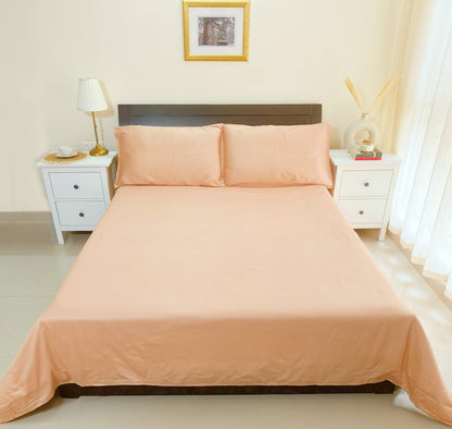 Cotton 300TC Solid Bedsheet (Apricot Orange)