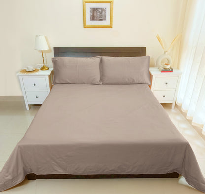 Cotton 300TC Solid Bedsheet (Mocha)