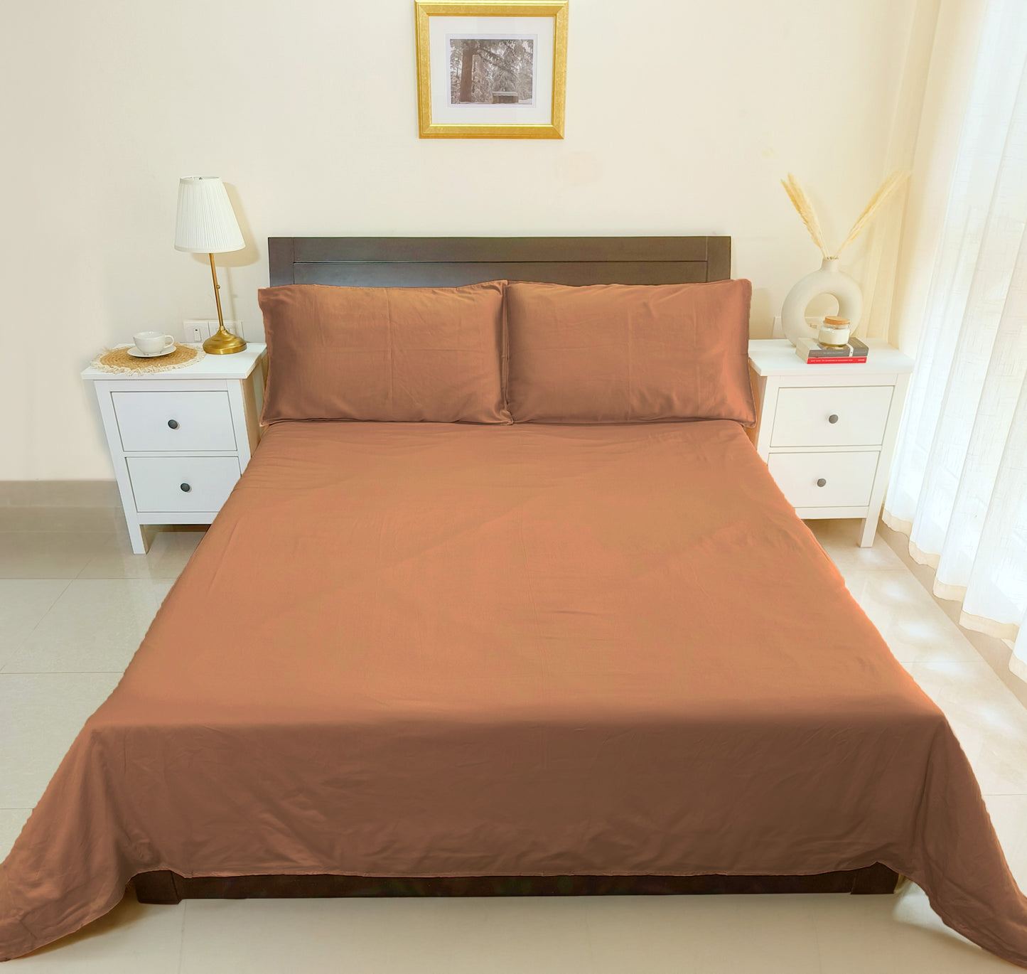 Cotton 210TC Solid Bedsheet (Coffee)