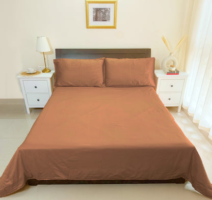 Cotton 210TC Solid Bedsheet (Coffee)