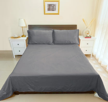 Bamboo Silk 300TC Solid Bedsheet (Light Grey)