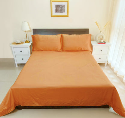 Bamboo Silk 300TC Solid Bedsheet (Dry Orange)