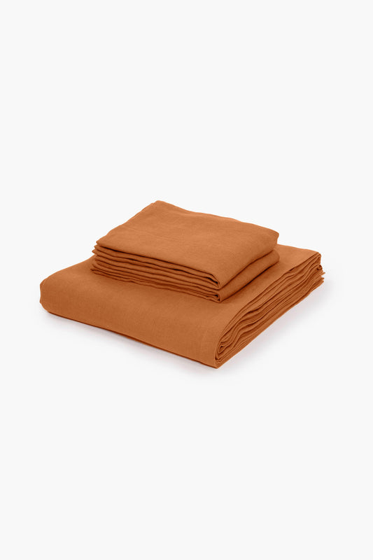 Bamboo Silk 300TC Solid Bedsheet (Dry Orange)